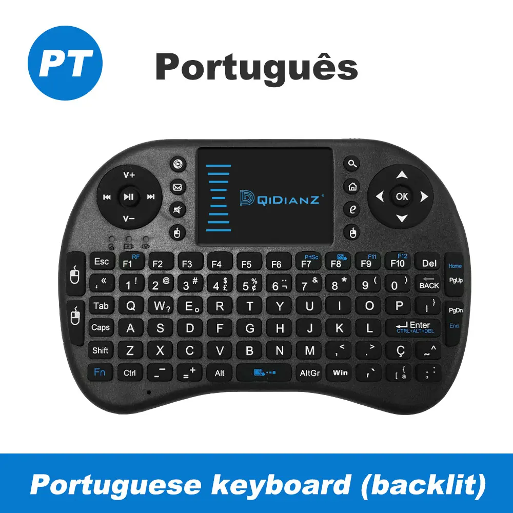 i8 Mini Keyboard 7 Color Backlit Air Mouse 2.4Ghz Wireless English Russian Spanish Multi Language Mini Keyboard Remote Control 