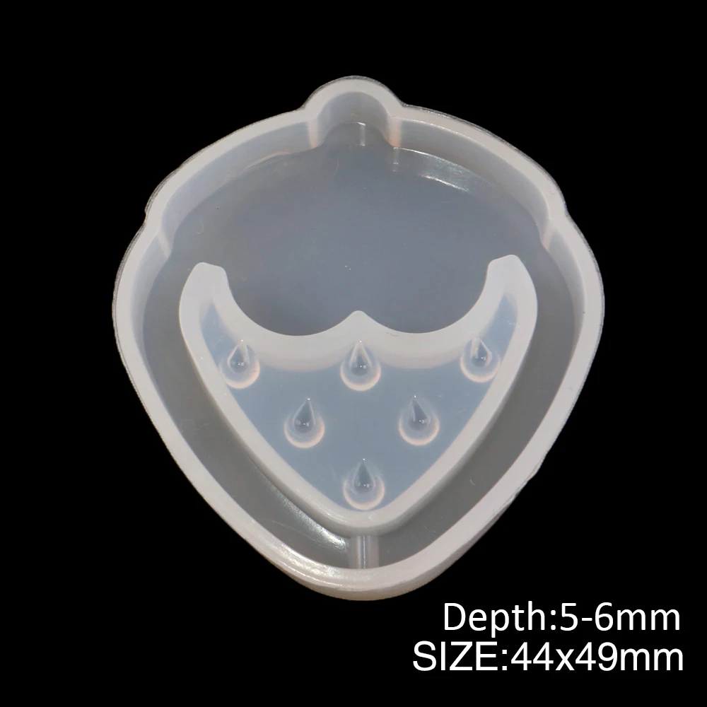 Strawberry Clear Silicone Molds Resin Ice Star Shaker Key Chain Charms Shiny Mold DIY Baking Tool Jewelry Making,10Yc7453 - Color: 44x49mm