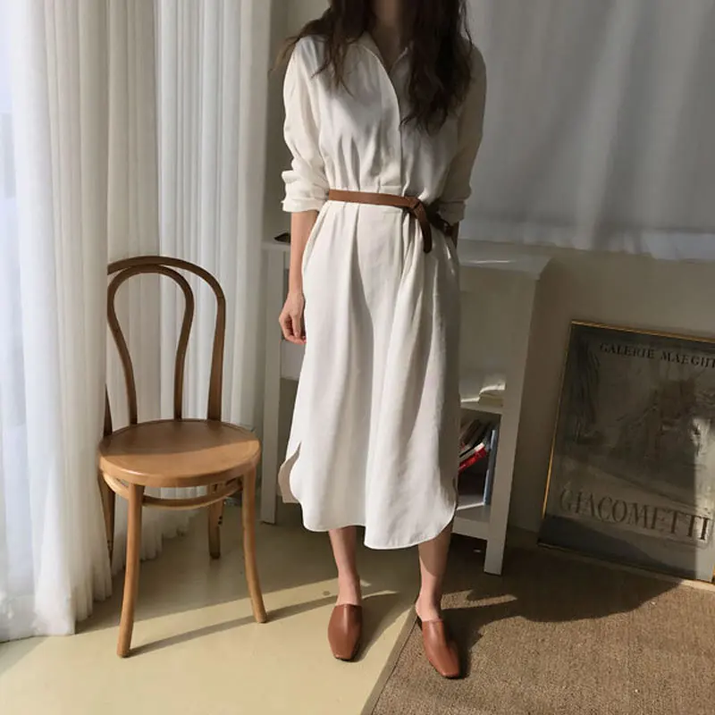 

HziriP Autumn Gentle Lace Up Vintage Cute V-Neck All Match Simple Solid Retro Elegant High Street Office Ladies A-Line Dresses