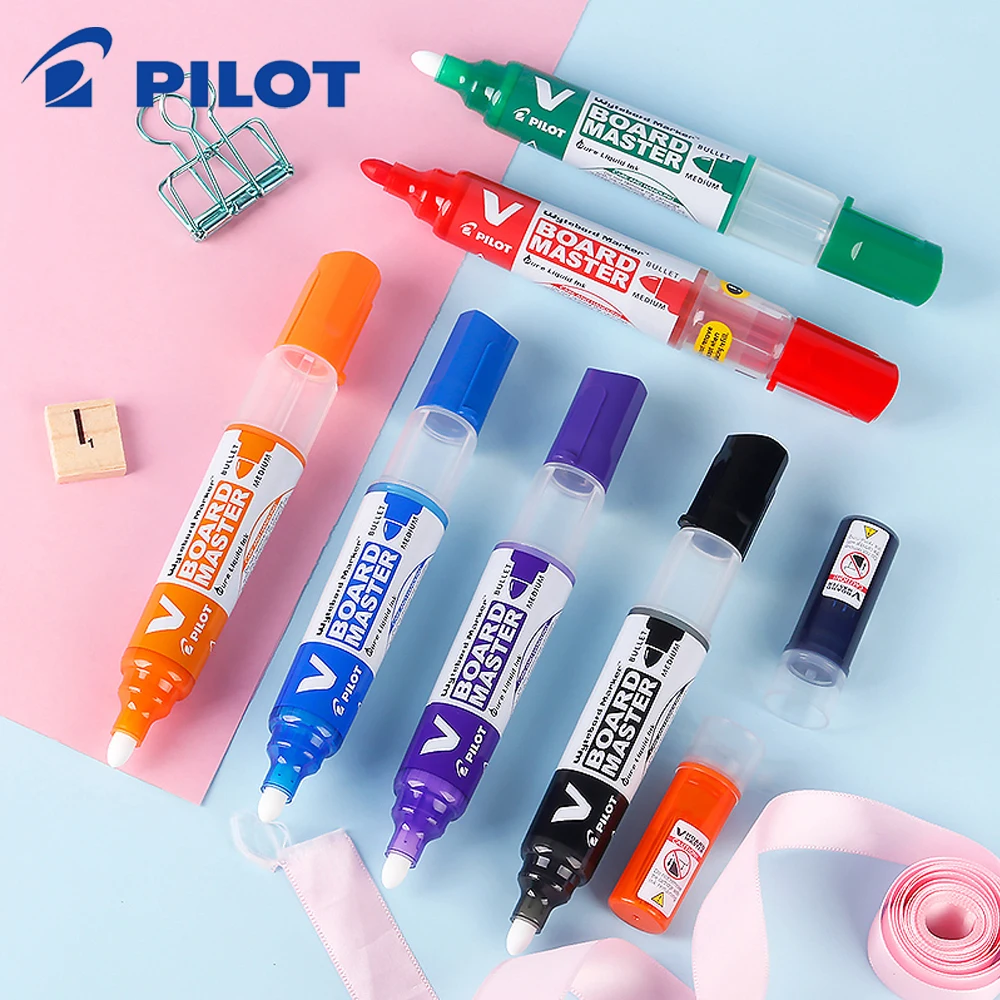 6Pcs/6Colors Japanese PILOT Whiteboard Marker V Straight Liquid Multi