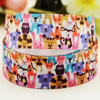 

22mm 25mm 38mm 75mm animal cartoon printed Grosgrain Ribbon party decoration 10 Yards X-03655