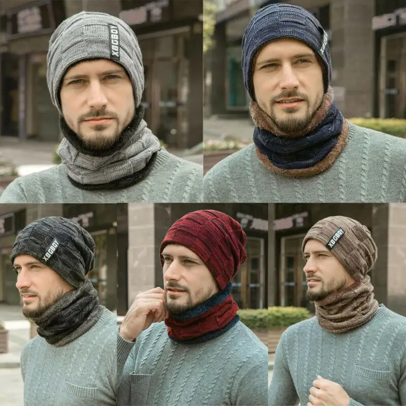HIRIIGN зимняя шапка Skullies Beanies, зимние шапки бини для мужчин и женщин, шерстяной шарф, шапки унисекс, зимние теплые шапки Skullies+ нагрудники