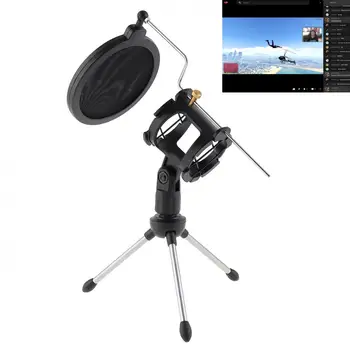 

Metal Microphone Stand Tripod with Microphone Wind Rack for Meeting / Singing / Speech