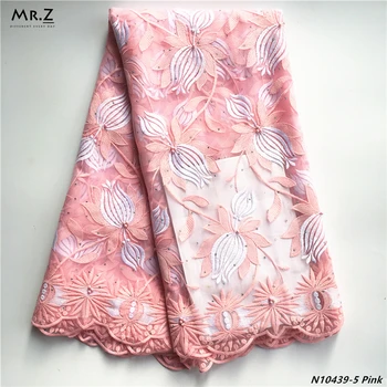 

Mr.Z 2020 Pink French Nigerian Laces Fabrics High Quality Beaded Tulle African Laces Fabric Wedding African French Tulle Lace