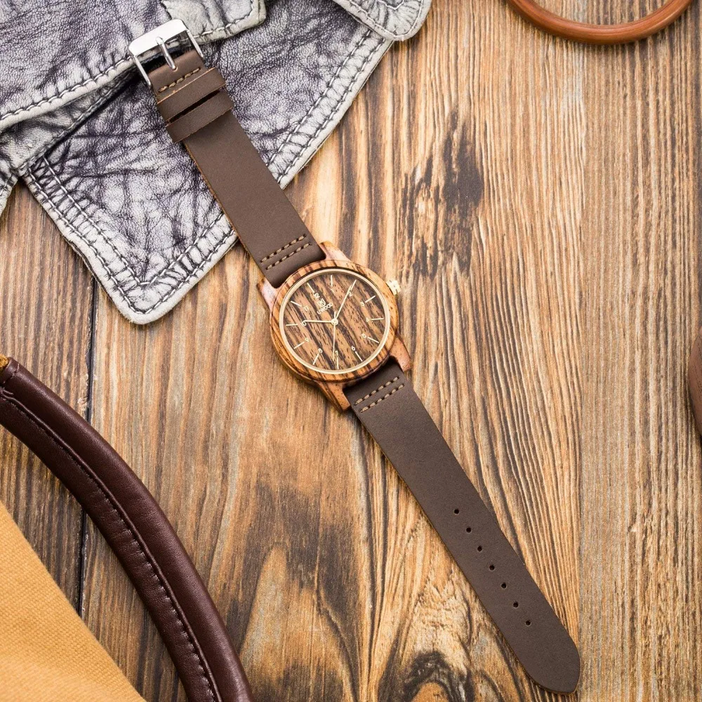 UWOOD мужские деревянные кварцевые наручные часы минимализм Античный Ретро мягкий кожаный браслет для мужчин подарок мужские деревянные часы