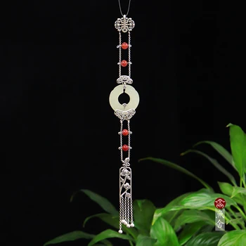 

Sterling Silver retro court cheongsam with clasp on the front and tassel Pendant with pendant classical Brooch Pendant