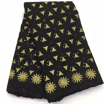 

Excellent black African cotton dry lace fabric with embroidery for party clothing PCZ6(5yards/lot) multi color