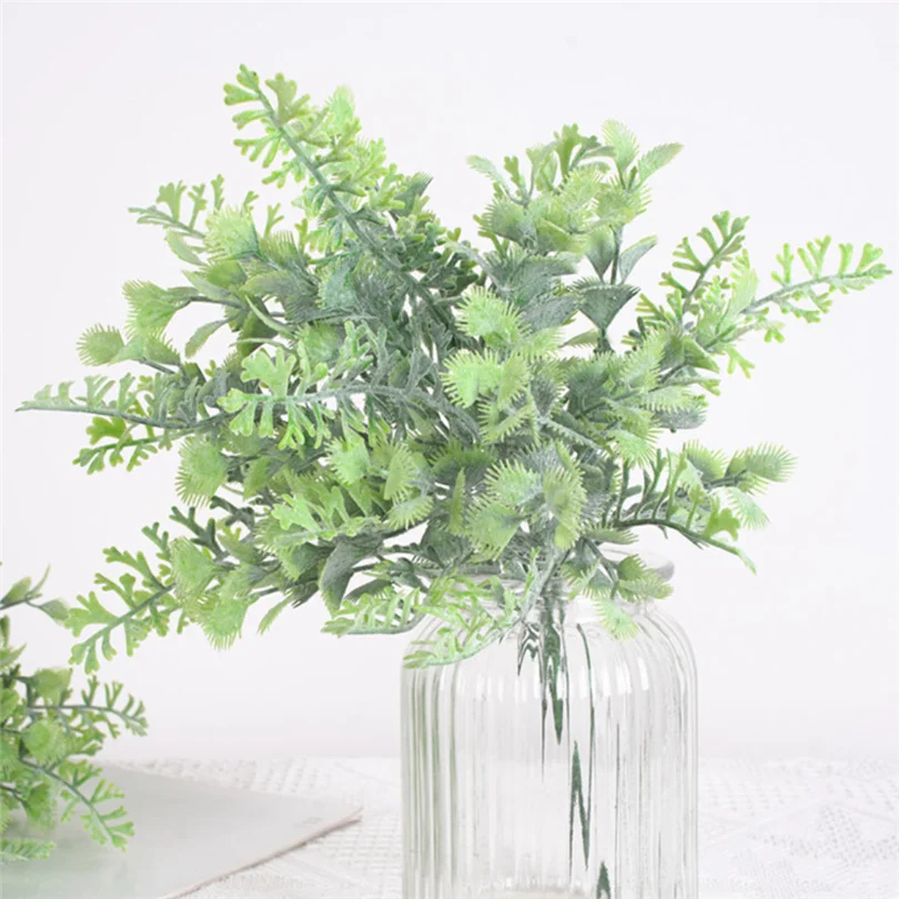 Plastic Antler Leaf Bunch Artificial Flocking Antler Flower Fake Grass Greenery Plant Greenery for Home Office Table Decoration