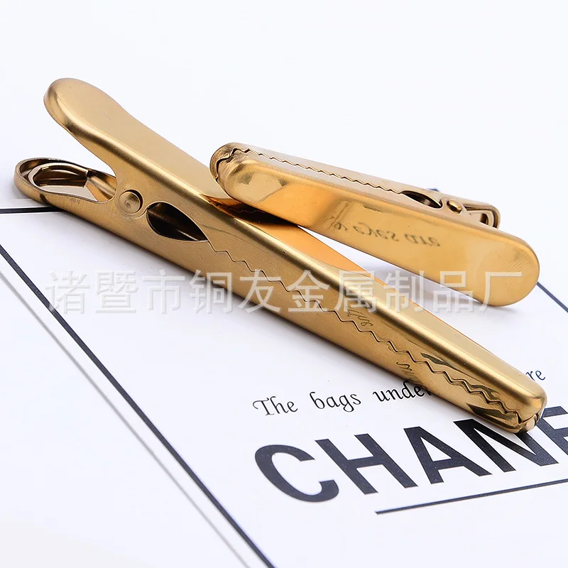 Nordic Electroplated Brass Clip Stainless Steel Ticket Clips Storage Metal Sealed Bone Staple Gold Binder Clip