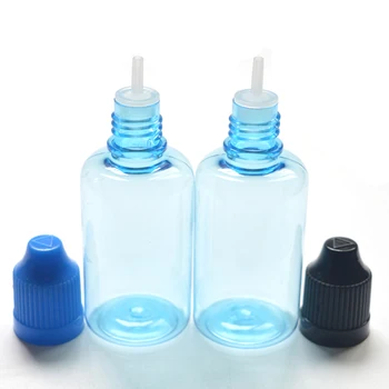 

1600pcs E Liquid Empty Plastic Needle Blue Bottle With Childproof Cap and Long Tip 30ml PET Dropper Bottle
