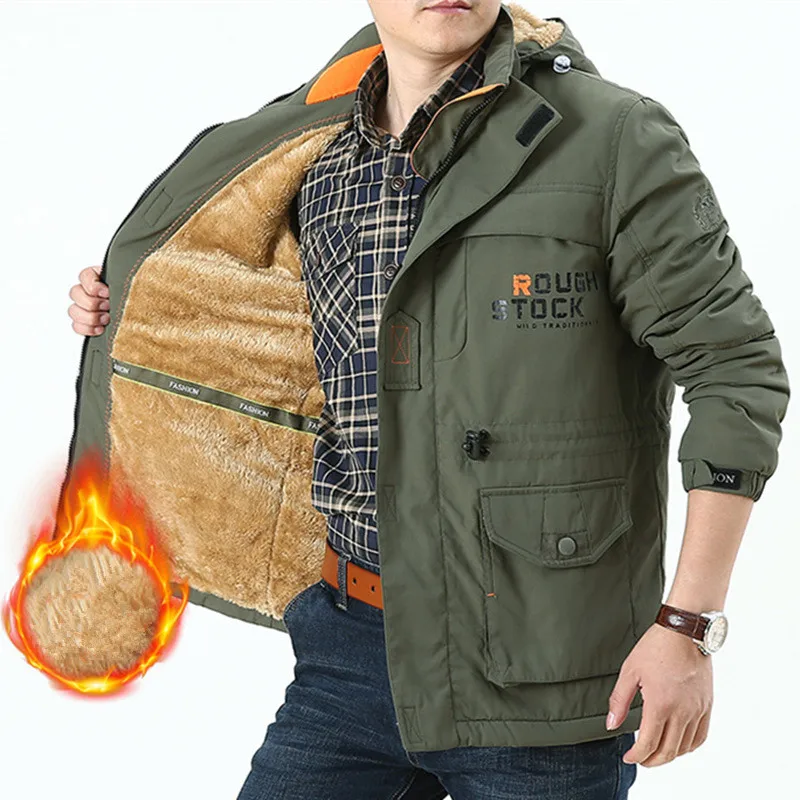 army green fleece Зимняя теплая куртка-бомбер, мягкая оболочка, Мужская Весенняя армейская Военная Тактическая водонепроницаемая куртка с несколькими карманами, ветровка, парки, пальто - Цвет: army green fleece