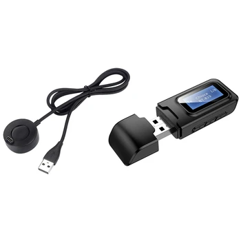 

1 Pcs Fast Charging Cable Charger for Garmin & 1 Set Bluetooth 5.0 Receiver Transmitter LCD Display 3.5Mm