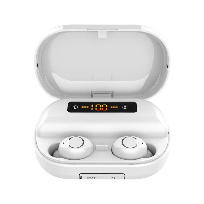 Белый TWS V12 Bluetooth наушники Беспроводная мини-гарнитура с дисплеем питания спортивные наушники с зарядным устройством наушники для iOS Android телефонов - Цвет: Белый