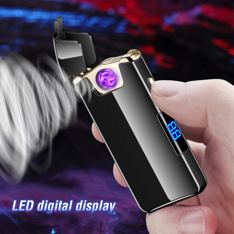 

Rotate Fire USB Electronic Cigarette Lighter Windproof Metal Plasma Arc Lighters Rechargeable Electric Encendedor Gadget for Men