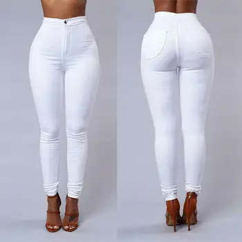 

Women Ladies Fashion Denim Skinny Long Pants High Waist Stretch Jeans Rose Pencil Trousers
