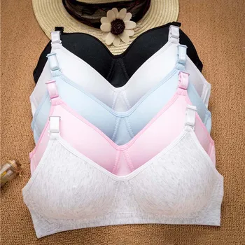 

Girls Training Bra Wireless Thin Cup Bra Fashion Comfortable Teenage Underwear Solid Color Puberty Student Cotton Intimates