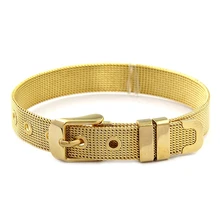 Jewelry Women Statement Stainless Steel Mesh Keeper Bracelets for Slide Charms Diy Bracelets Silver Rose Gold Black