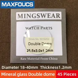 Стекло круглое гладкое минеральное стекло двойной, выпуклый Толщина 1,2 мм, диаметр 18 мм ~ 40 мм, 45 штук