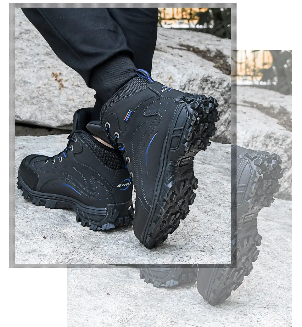 BONA 2020 New Designers Nubuck Snow Boots Warm Plush Boots Men Ankle Boot Outdoor Non-Slip Winter Footwear Masculino Comfortable