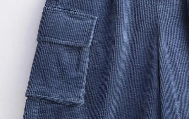 Зимняя Осенняя модная женская одежда с высокой талией, синие черные вельветовые шорты с карманами, повседневные шорты 4xl с широкими штанинами для женщин
