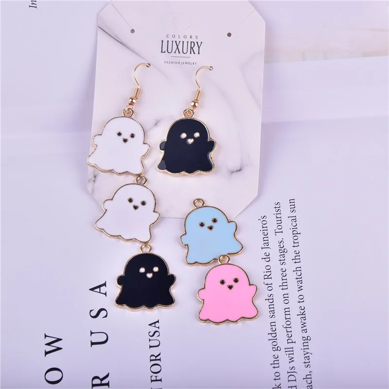 

10pcs/pack Cute Evil Halloween Enamel Metal Charms Earring Bracelet DIY Jewelry Making 20mm