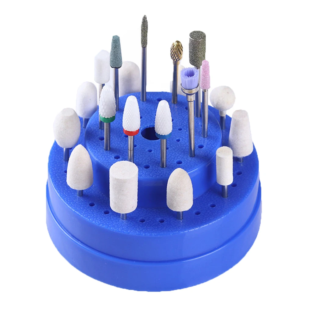 

NianLenss60 Holes Nail Drill Bits Holder Stand Display Nail Drill Bit Box Organizer Container Manicure Tool