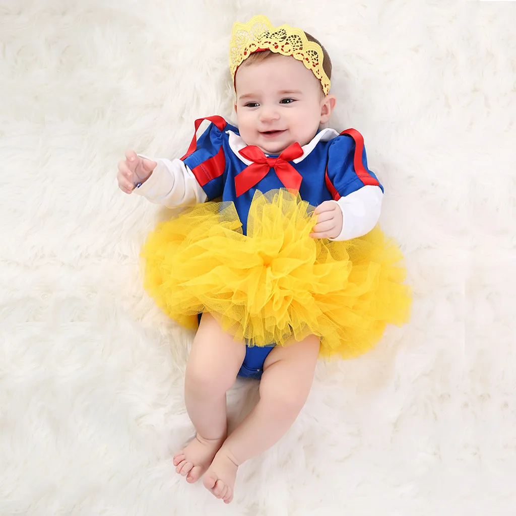 Snow White Girl Romper Tutu Dress Princess Cosplay Baby Clothing Sets Baby Girls Dresses Party Newborn Infant Clothes vestidos