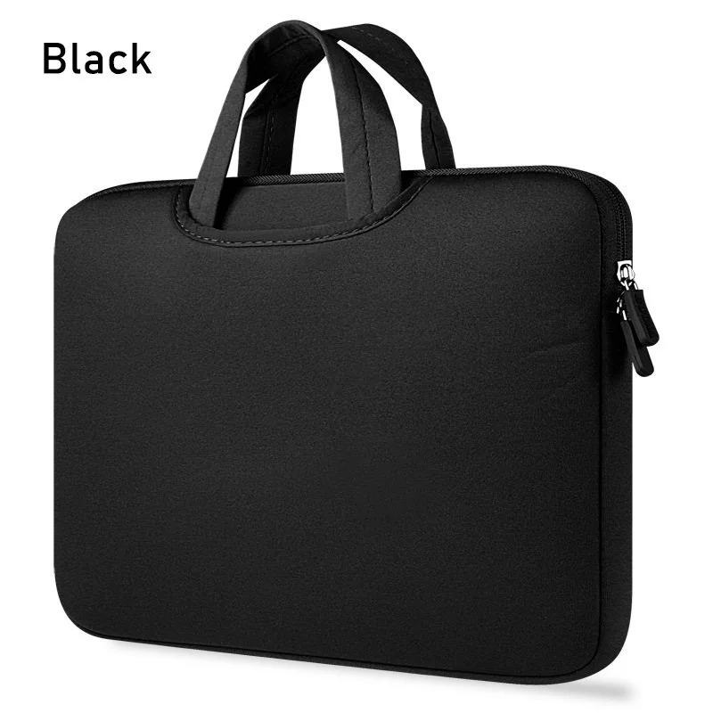 Сумка для ноутбука, одноцветная, на молнии, для компьютера, Противоударная сумка, сумки для ноутбука и чехлы для 14/15, 6 дюймового ноутбука - Цвет: Черный