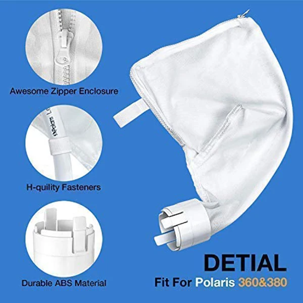 

2pcs All Purpose Cleaning Bags Compatible for Polaris 360 380 Pool Cleaner Zipper Bag PI669