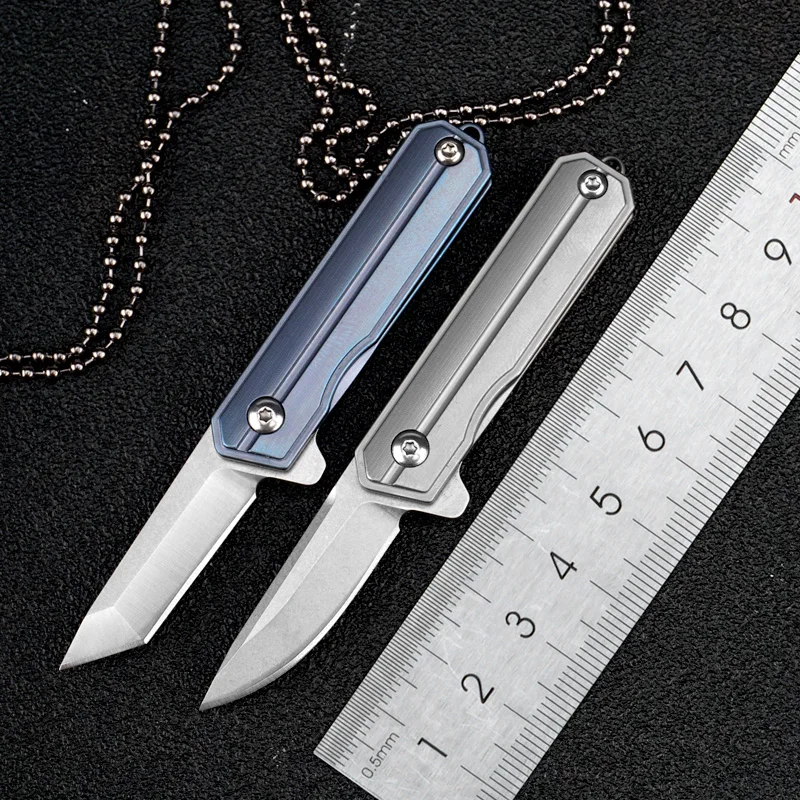 

Titanium Alloy Handle Folding Keychain Knife D2 outdoors Blade Mini EDC Tool Pocket Camping Fruit Knives