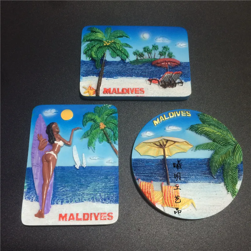Прекрасные Maldives путешествия сувенирные Смола магниты на холодильник кухонный декор для холодильника стикер пляжный праздник магнитные наклейки на холодильник подарок