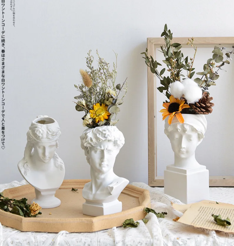 Resin David Flower Vase Greek Mythology Figurine David Head Portraits
