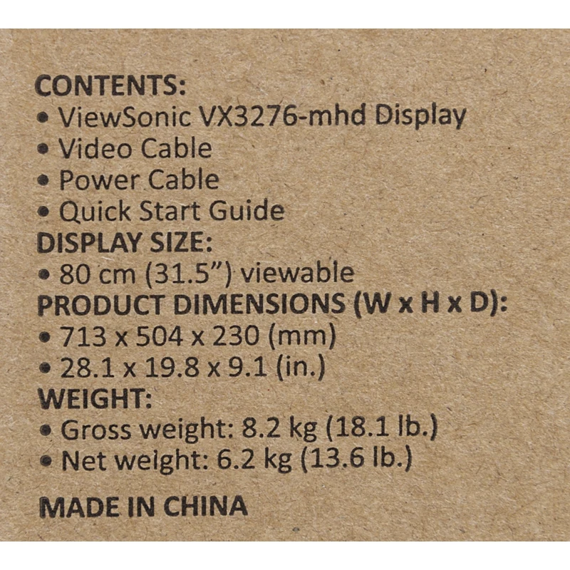 Монитор VIEWSONIC VX3276-MHD-2 3", черный [vs17220]