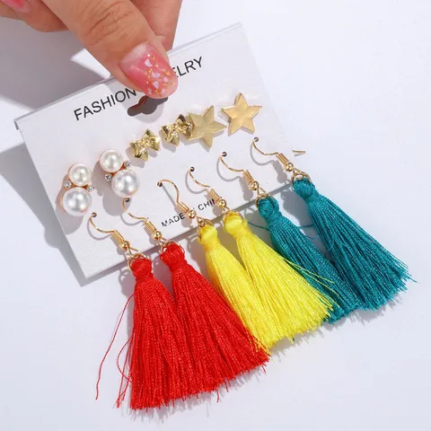 Tassel Earrings For Women Boho Acrylic Earrings Crystal Set Long Shell Stud Earring 2020 Brincos Female Fashion Jewelry