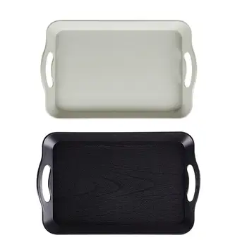 

2PCS Food Serving Tray Melamine Fruit Bread Plate with Handle for Restaurant
