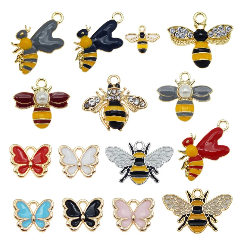 15pcs/lot Mixed Bees Bumble Bee charms For Jewelry Making Enamel Pendant Necklace Earring Handmade Bracelet Bangle Accessories | Украшения