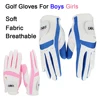 1pair left and right hand Golf Gloves children Boys grils fabric 2 colors white pink blue soft and breathable sports glove new 1