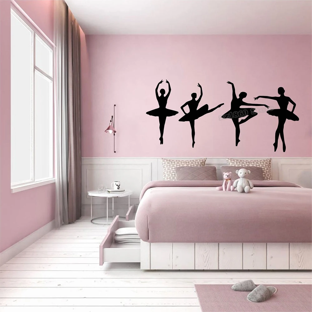 Four Ballerinas Wall Decal Vinyl Ballet Sticker Dance room Decor Design Mural Girls Room Decoration Accessories B762 | Дом и сад