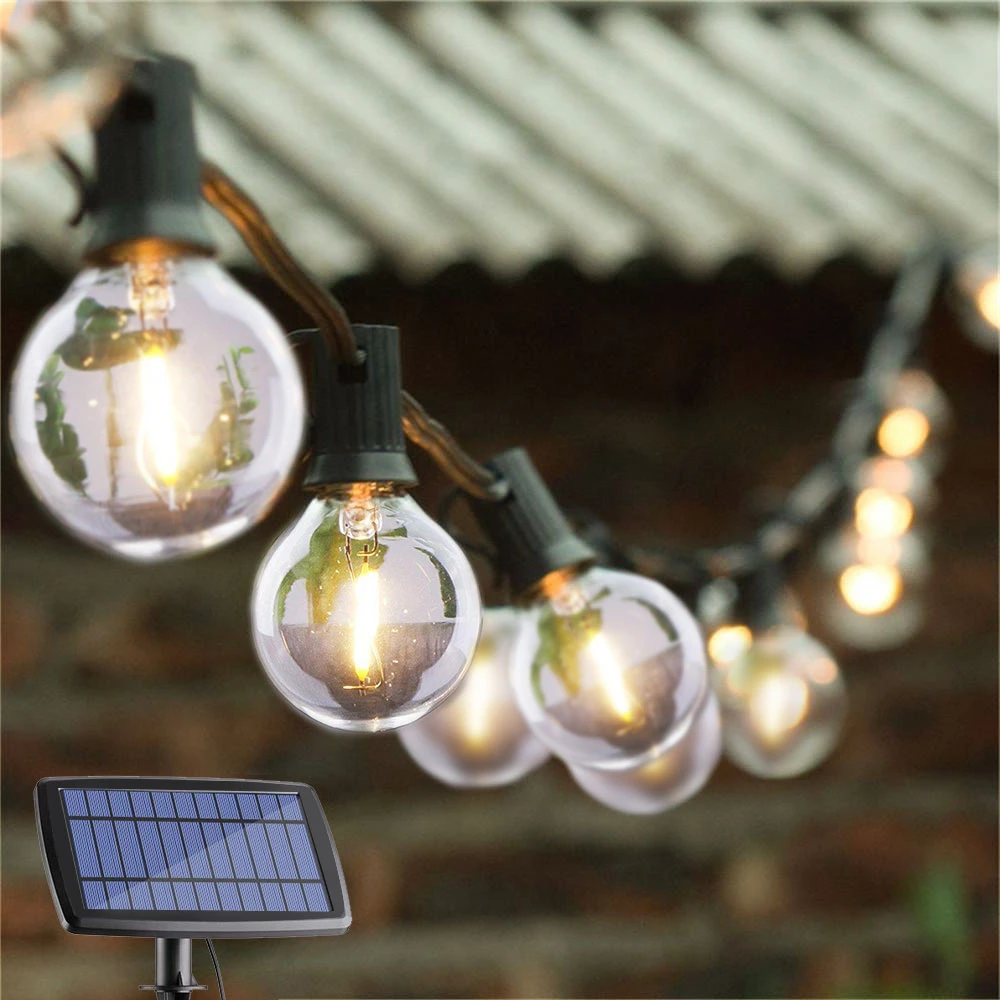 

DCOO G40 Globe Solar String Lights with 10/25 Clear LED Bulbs Vintage Backyard Patio Lights Hanging Indoor/Outdoor Lights