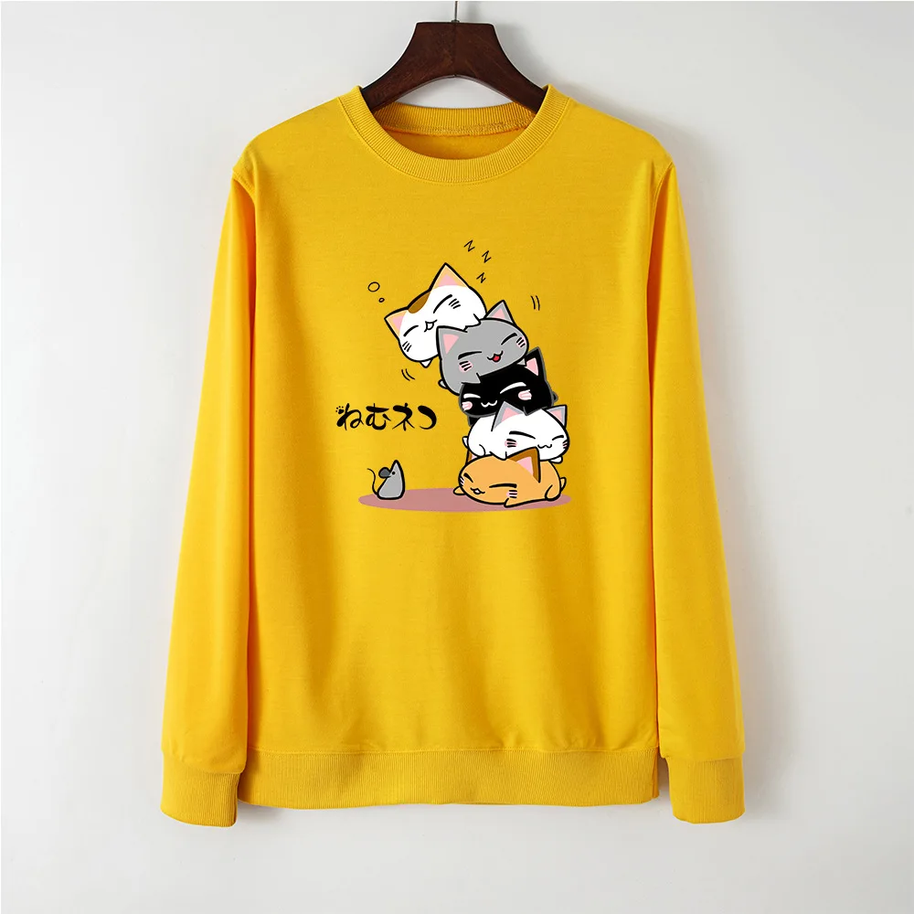 

Cute Cat Print Women Hoodie Pullover Streetwear Female Casual Pullovers Sweatshirt Spring Autumn Hoodies Sweatshirts Tops