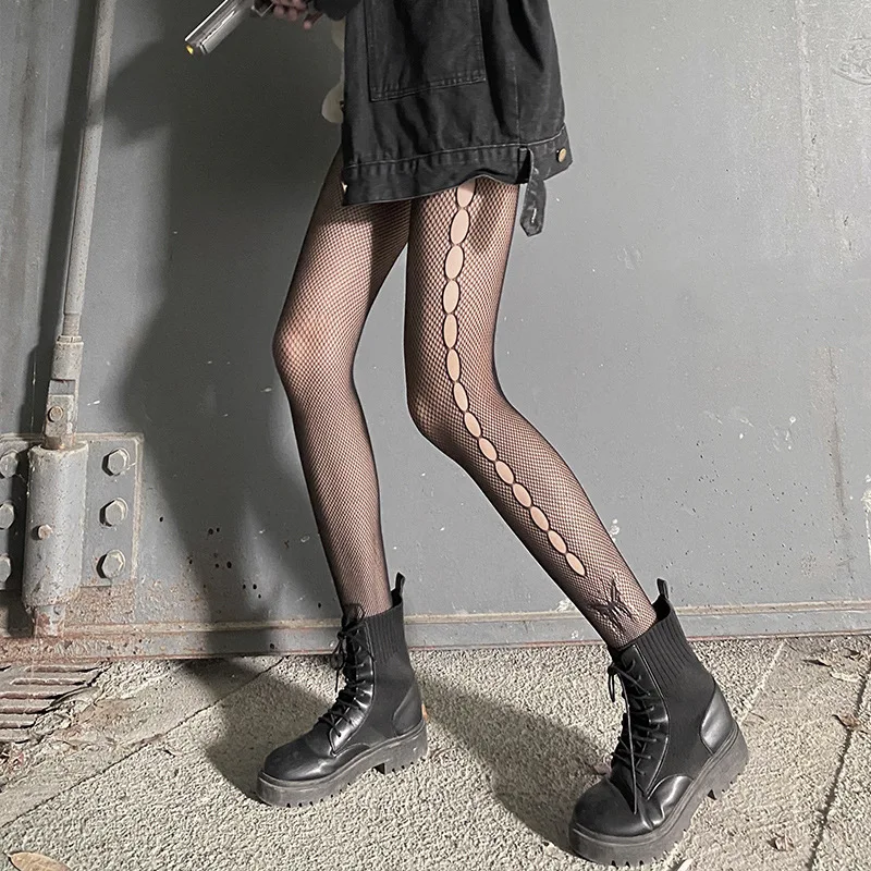 Snake Tights Women Black Anime Pantyhose KT Cat Pattern Fishnet Stockings Sexy Harajuku Hosiery Nylon Women's Lolita G Tights