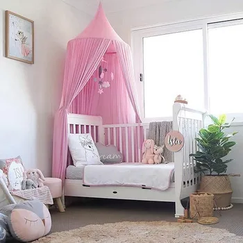 

Kid Baby Eco-Friendly Bed Canopy Bedcover Mosquito Solid Net Curtain Bedding Round Dome Tent Cotton
