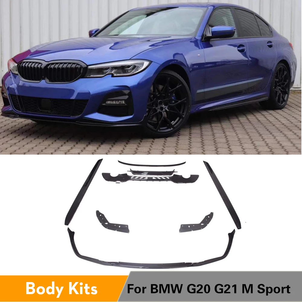 Для BMW 3 серии G20 G21 M Sport 320d 330i 340i+ обвес передний бампер для губ задний диффузор спойлер боковые юбки