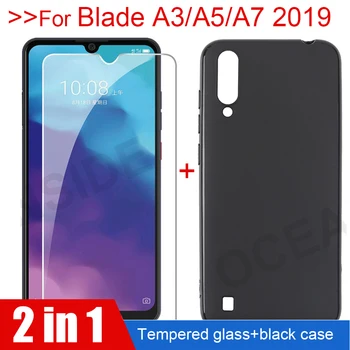 Перейти на Алиэкспресс и купить 2в1 стеклянная крышка + чехол для zte Blade A3 A5 A7 2019 L8 galss защита экрана Мягкий ТПУ силиконовый чехол на Blade A 7 5 3 2019 Funda