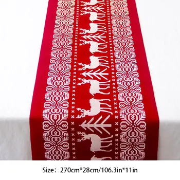 

Christmas Themed Table Runner Printed Tablecloth Home Restaurant Dining Table Runner, Beige, Snowflake, Animal