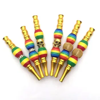 

Yellow/Red/Green Rasta style skull design Handmade Alloy Shisha Hookah Mouth Tips hookah Tip With Gift Bag