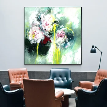

Nordic Thick hand-painted Modern Abstract Oil Painting Knife Painting Flowers Entrance Living Room Sofa Backdrop Paintings Decor