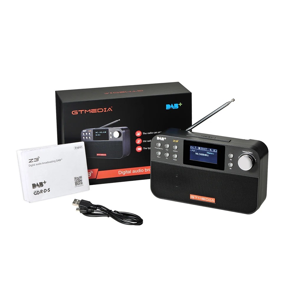 GTmedia Z3B DAB радио FM радио цифровое радио Bluetooth динамик USB Перезаряжаемый Аккумулятор с двойным динамиком s TFT-LCD экран