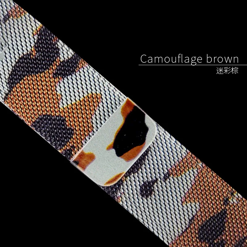 For Apple Watch Series 5 4 Band 44mm 40mm Milanese Loop strap Stainless Steel Bracelet 38mm 42mm Skull Design For i Watch 1/2/3 - Цвет ремешка: Camouflage brown