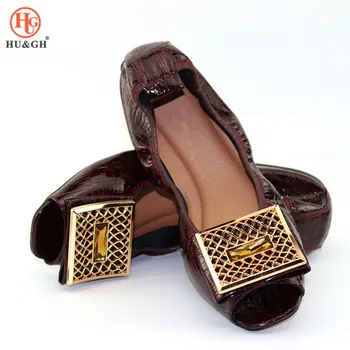 

Foldable Ballet Flats African Women Comfotable Shoes Without Bag Set Patent Leather Loafers Shoes 6 Colors Ladies Flats Shoes